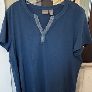 Chico's Navy Short Sleeve Tee